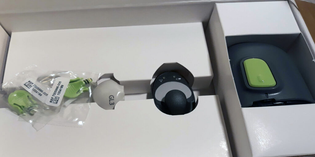 Guardian 3 sensor diabetes doos met daarin de guardian 3 sensor en inserter